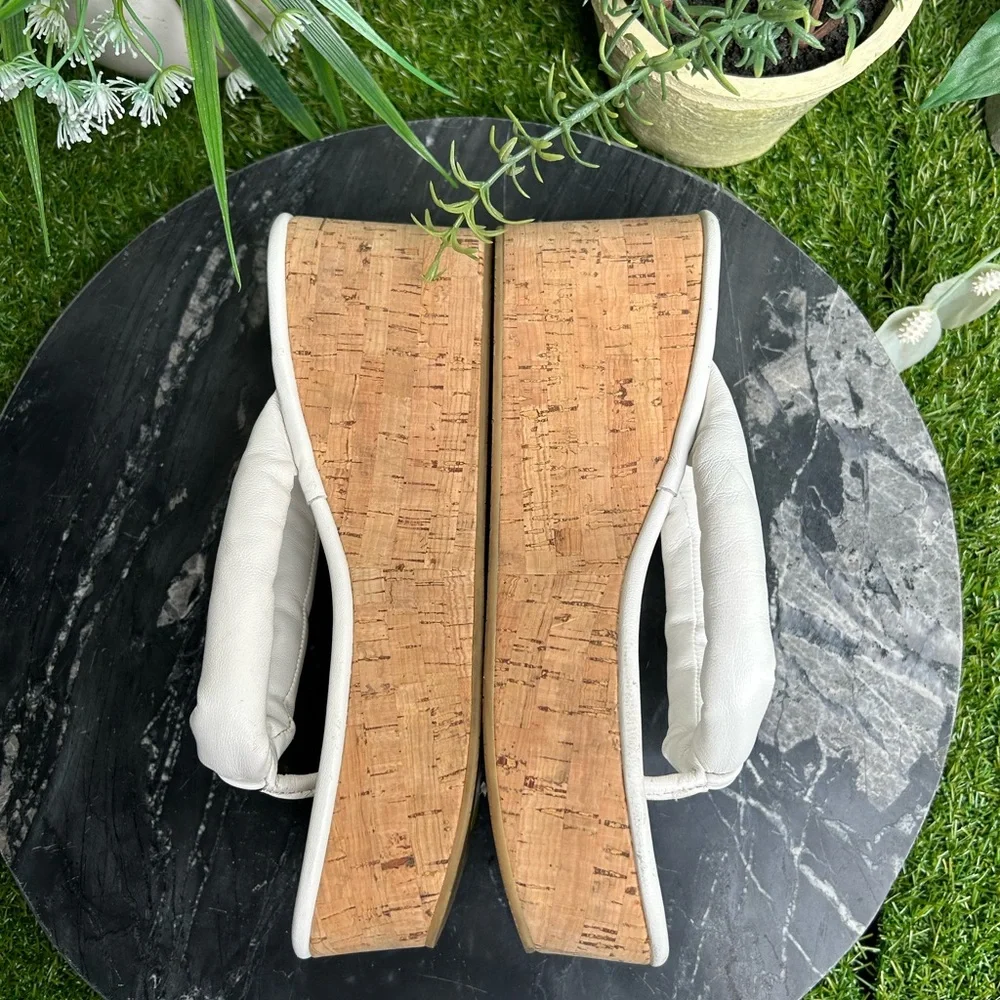 Veronica Beard Geno Cork Wedge Sandals white size 9.5 M